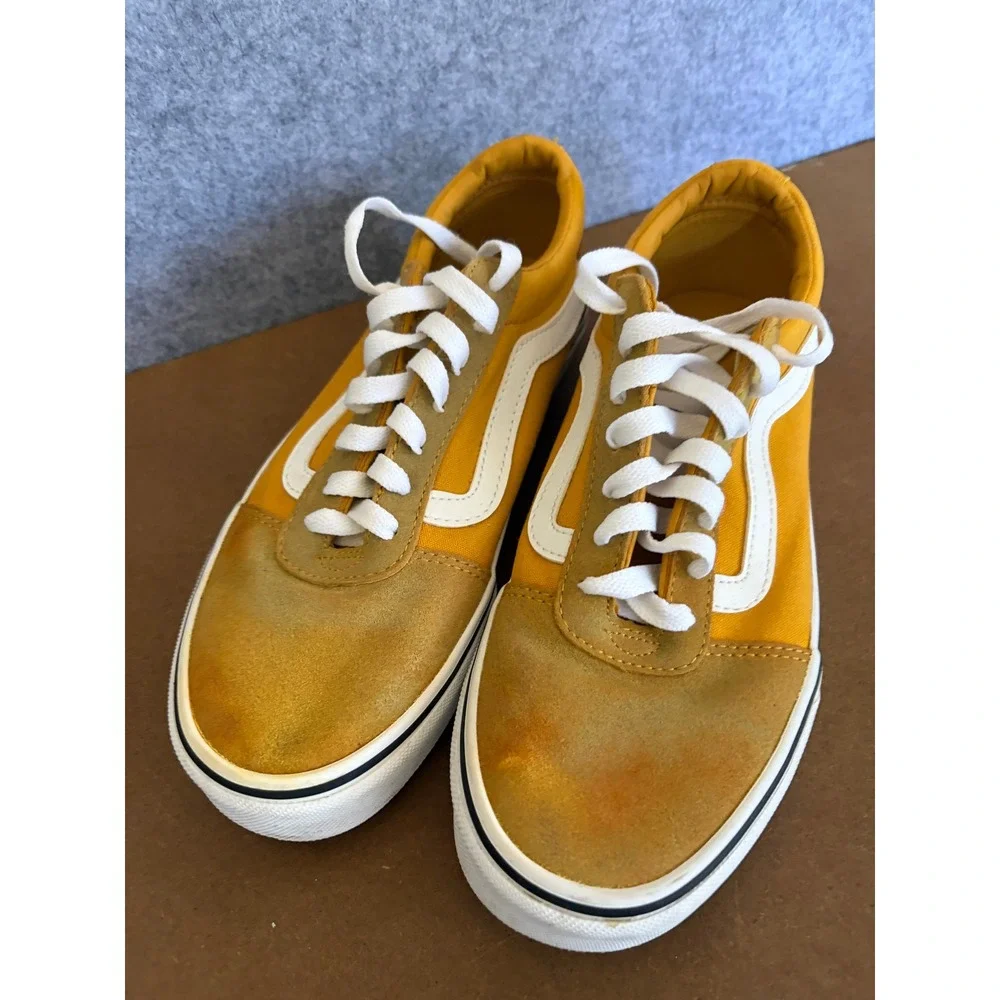 Vans Ward Low TopSneakers MustardYellow SuedeCanvas SkateShoes Men 10 Women 11.5